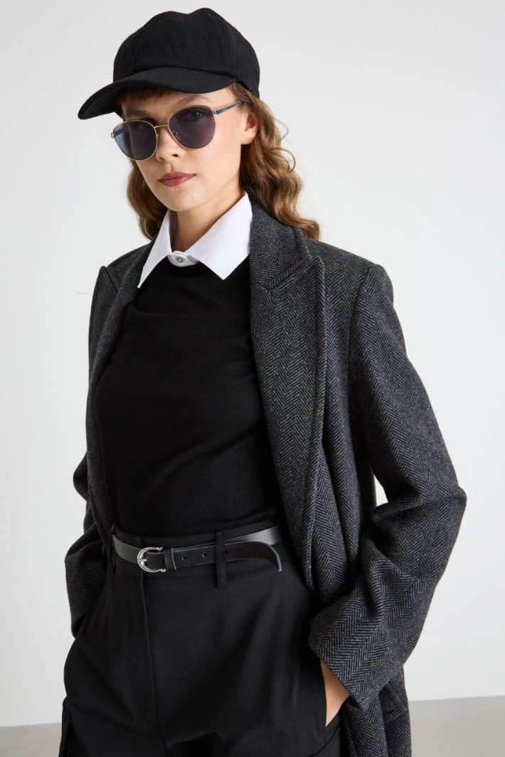 Wool blend cap - BLACK