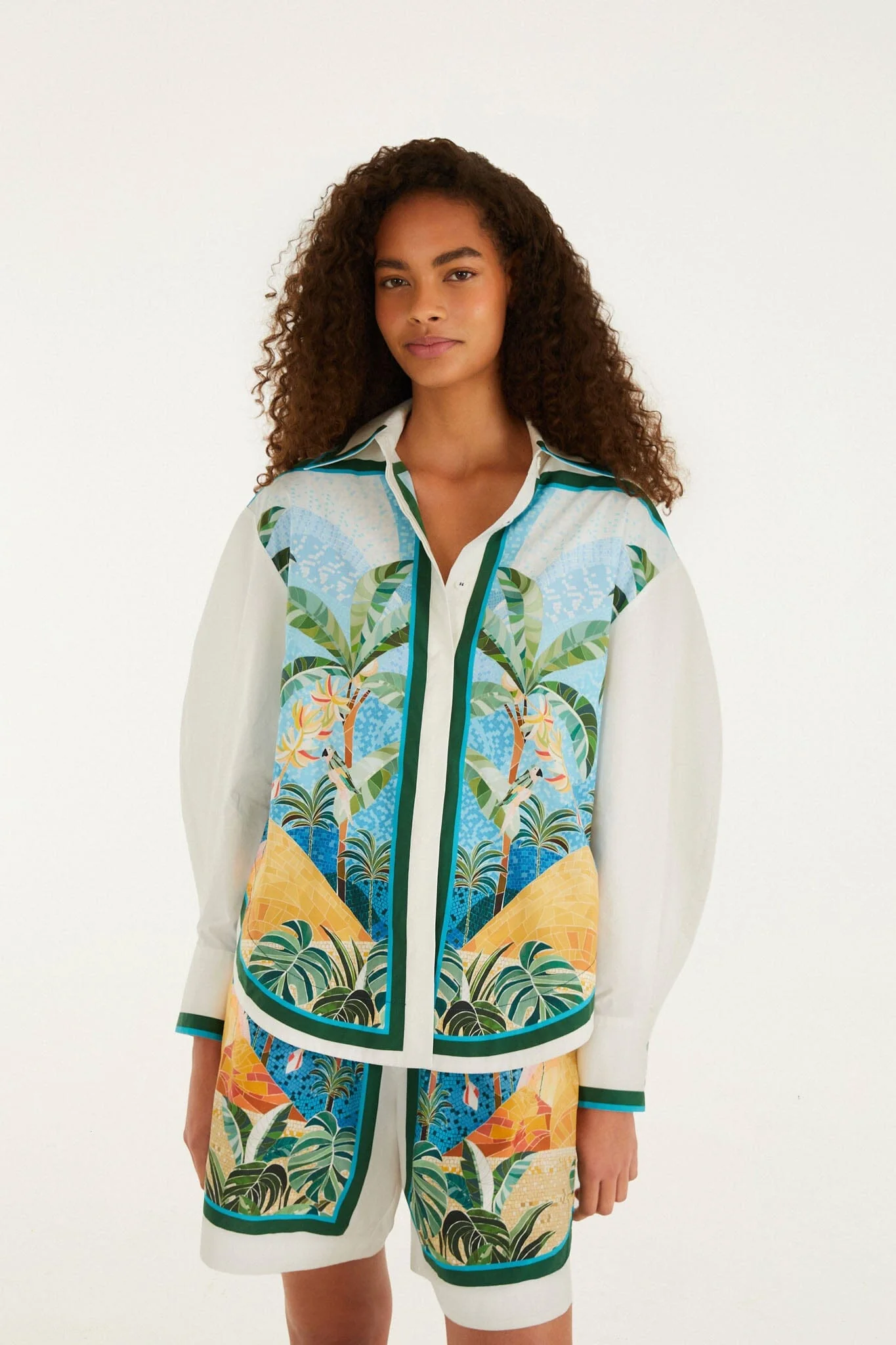Multicolor Rio Mosaic Collared Buttoned Shirt