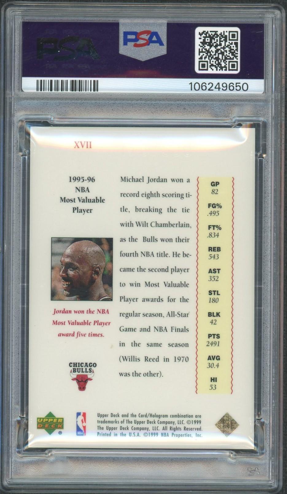 1999 UD Master Collection Michael Jordan #XVII /500 PSA 9