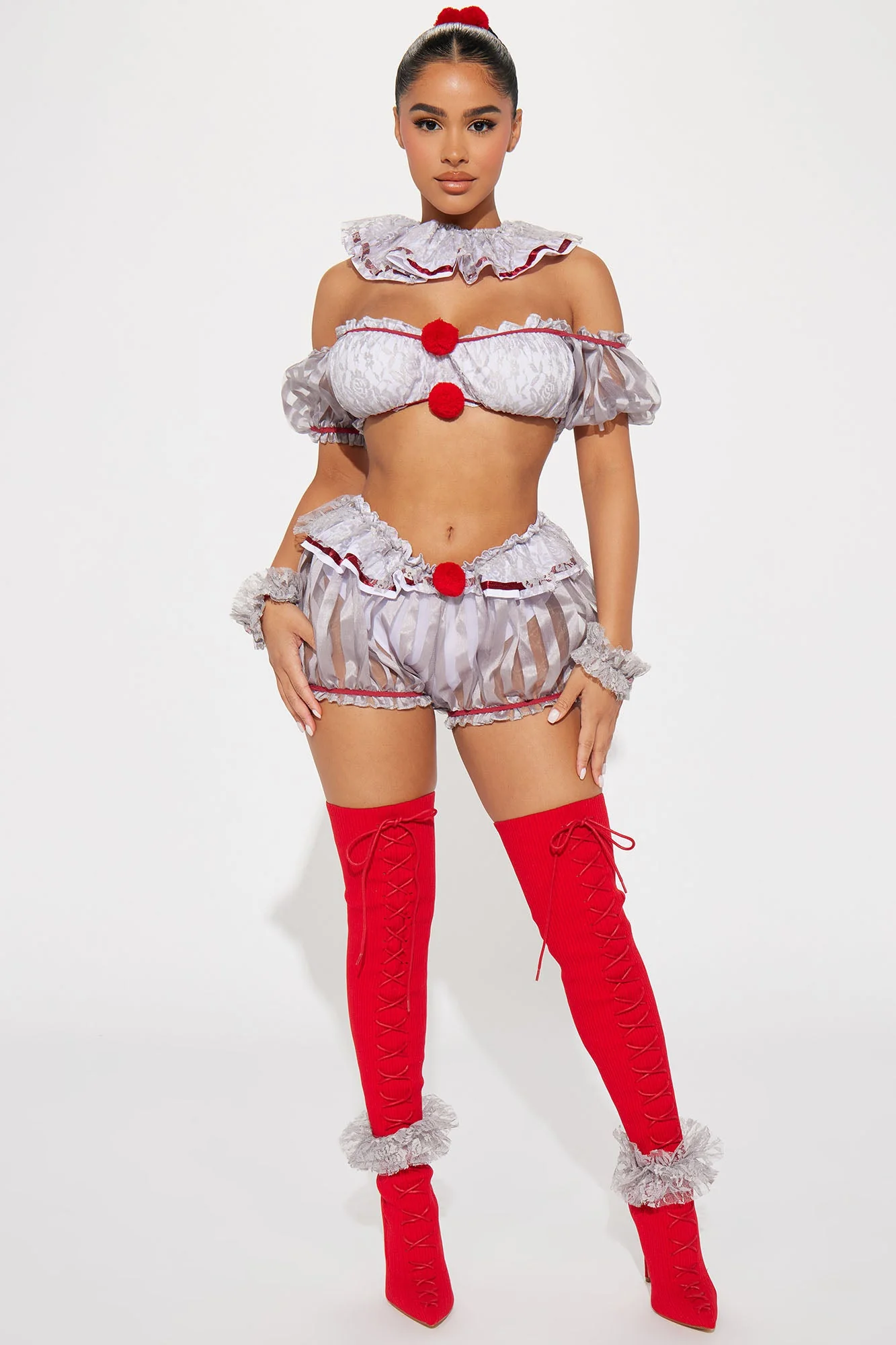 Sexy Killer Clown 6 Piece Costume Set - White