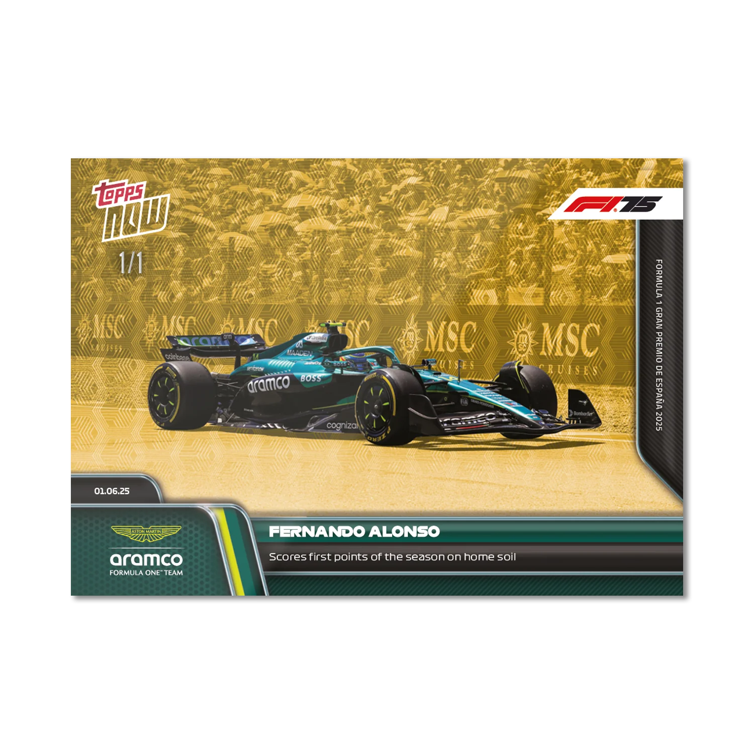 Fernando Alonso - 2025 Formula 1® Topps NOW® - Card 43