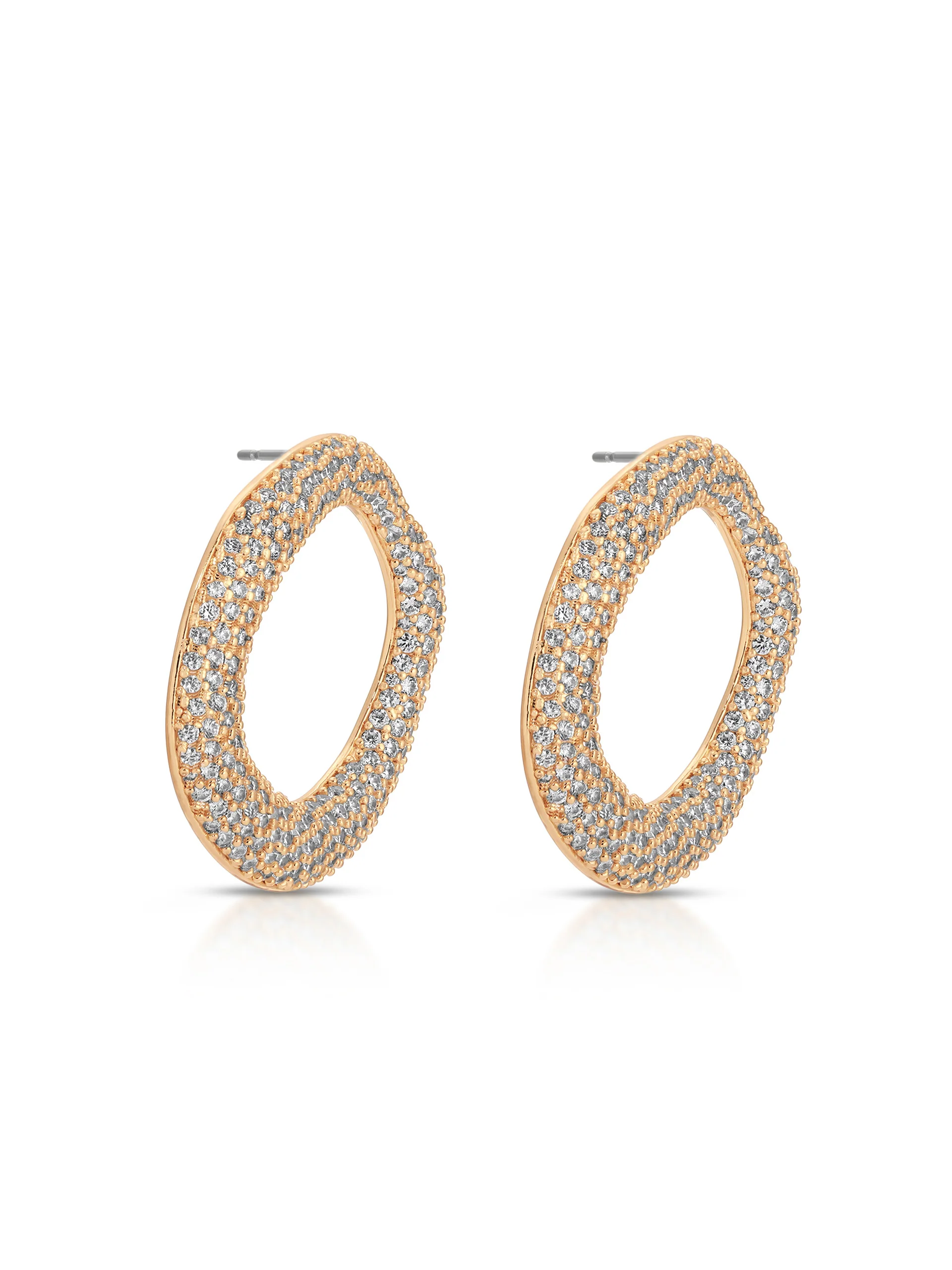 Open Circle Pavè Earrings
