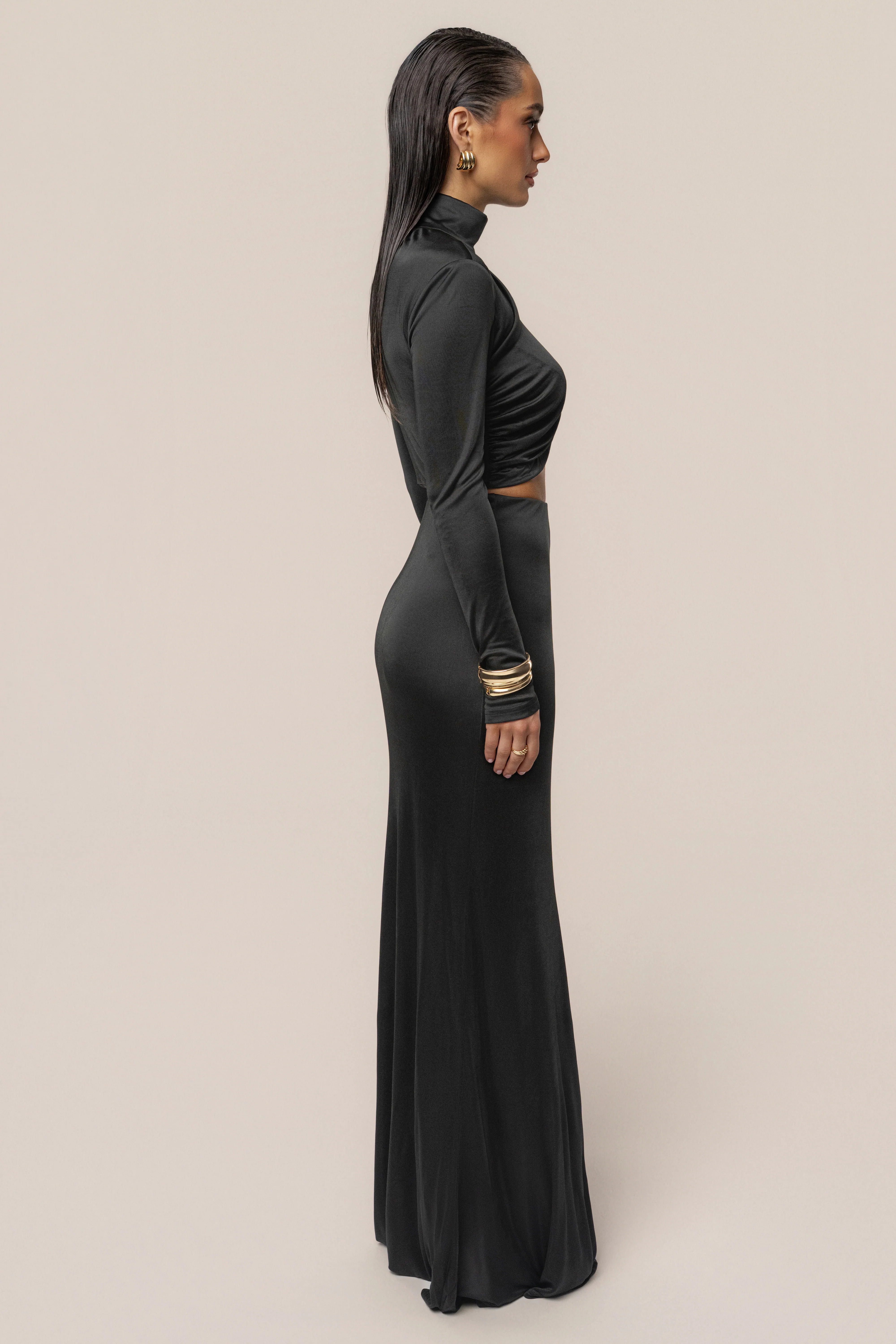 Black Ultra High Waist Maxi Skirt