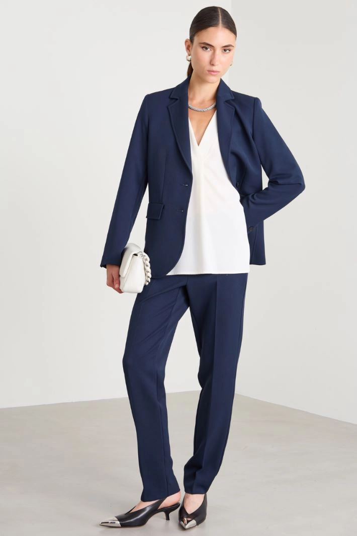 Blouse with flat pleat - WHITE