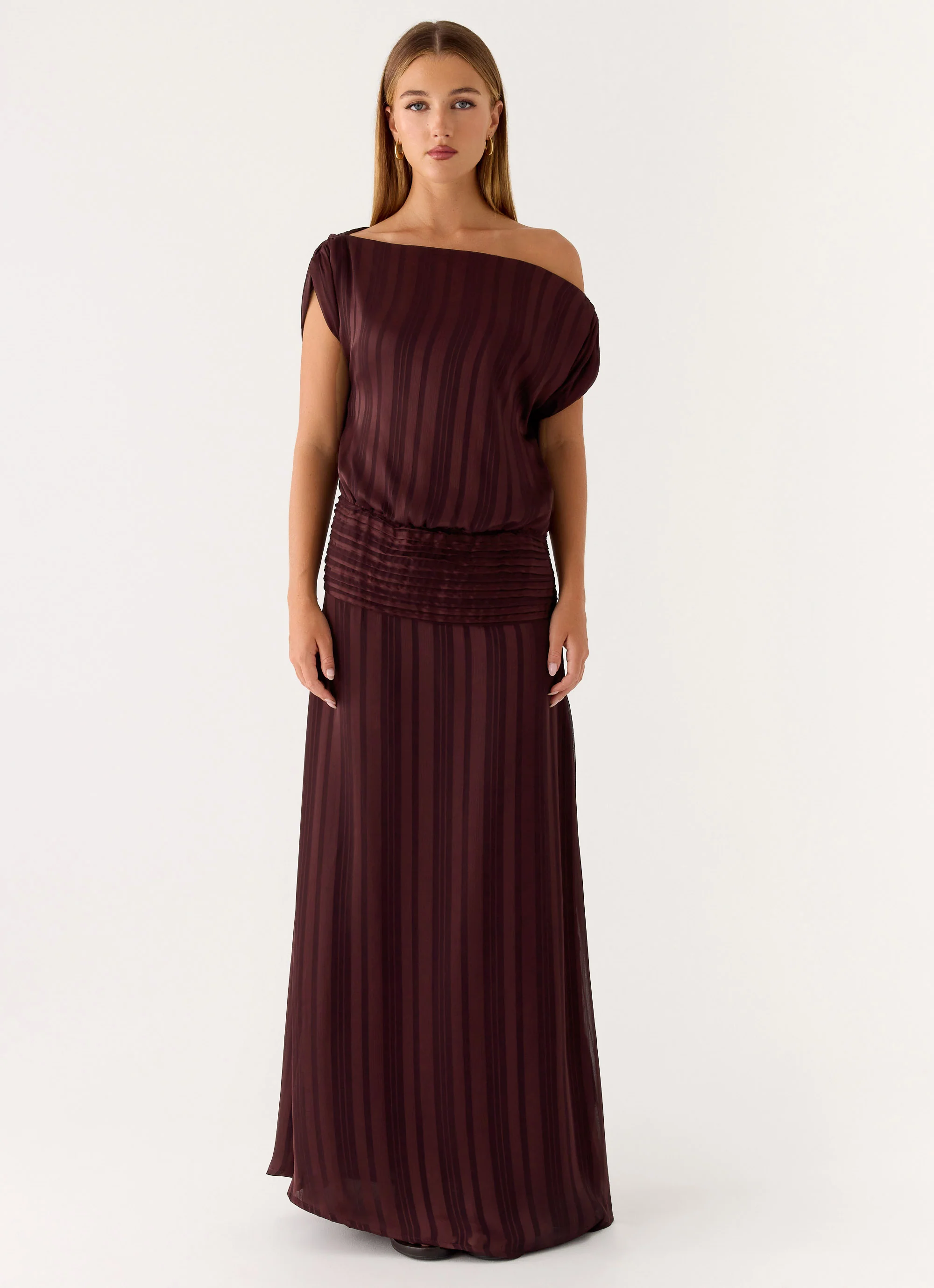 Rexi One Shoulder Maxi Dress - Aubergine Gleam