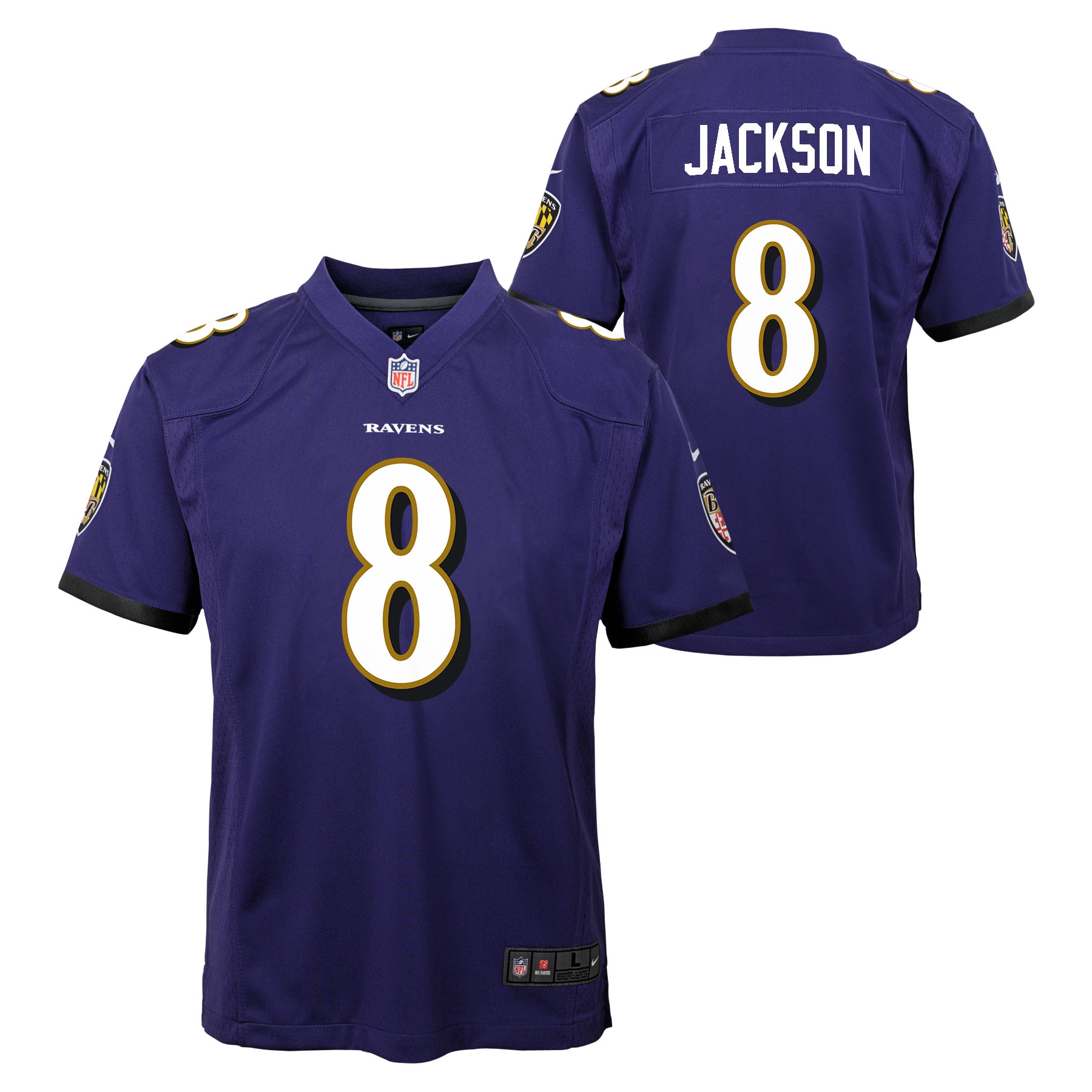 Lamar Jackson #8 Baltimore Ravens Game Youth NFL Jersey Purple (YOUTH)