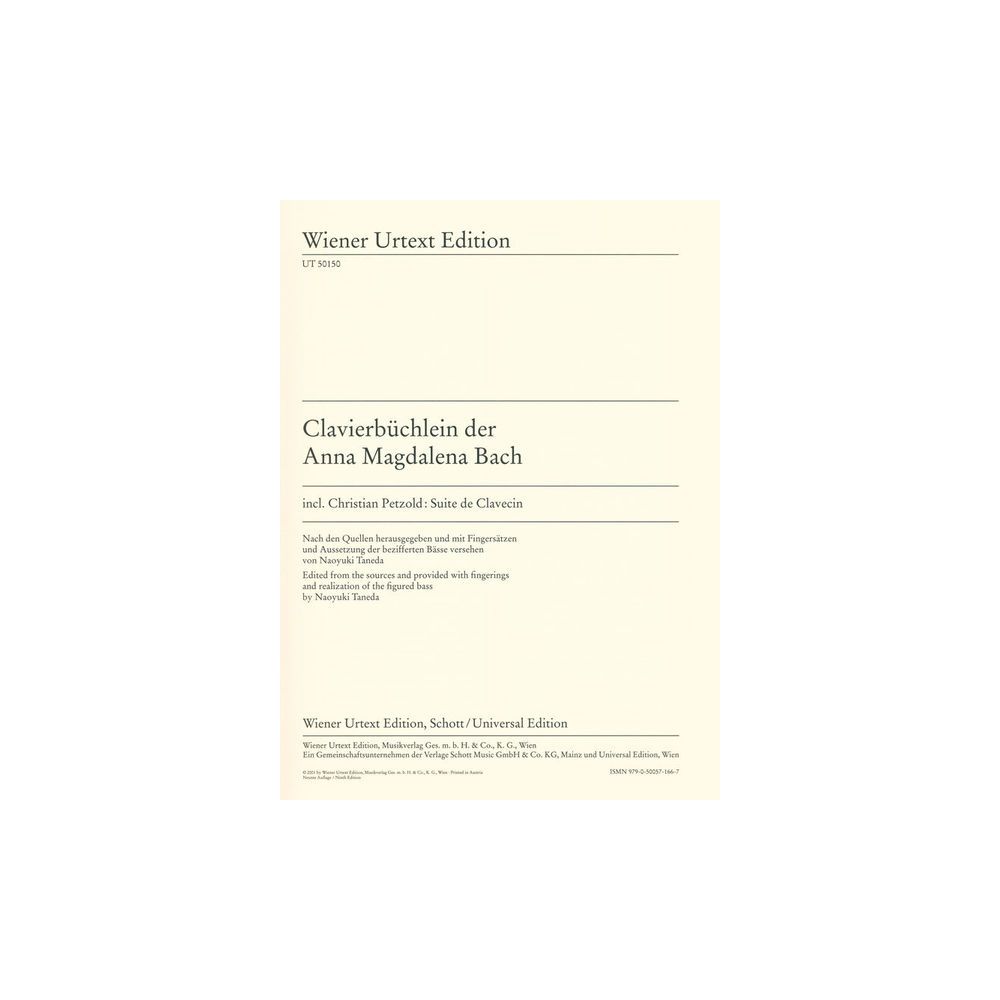 Wiener Urtext Edition Clavierbüchlein Anna Bach – Thomann Ireland