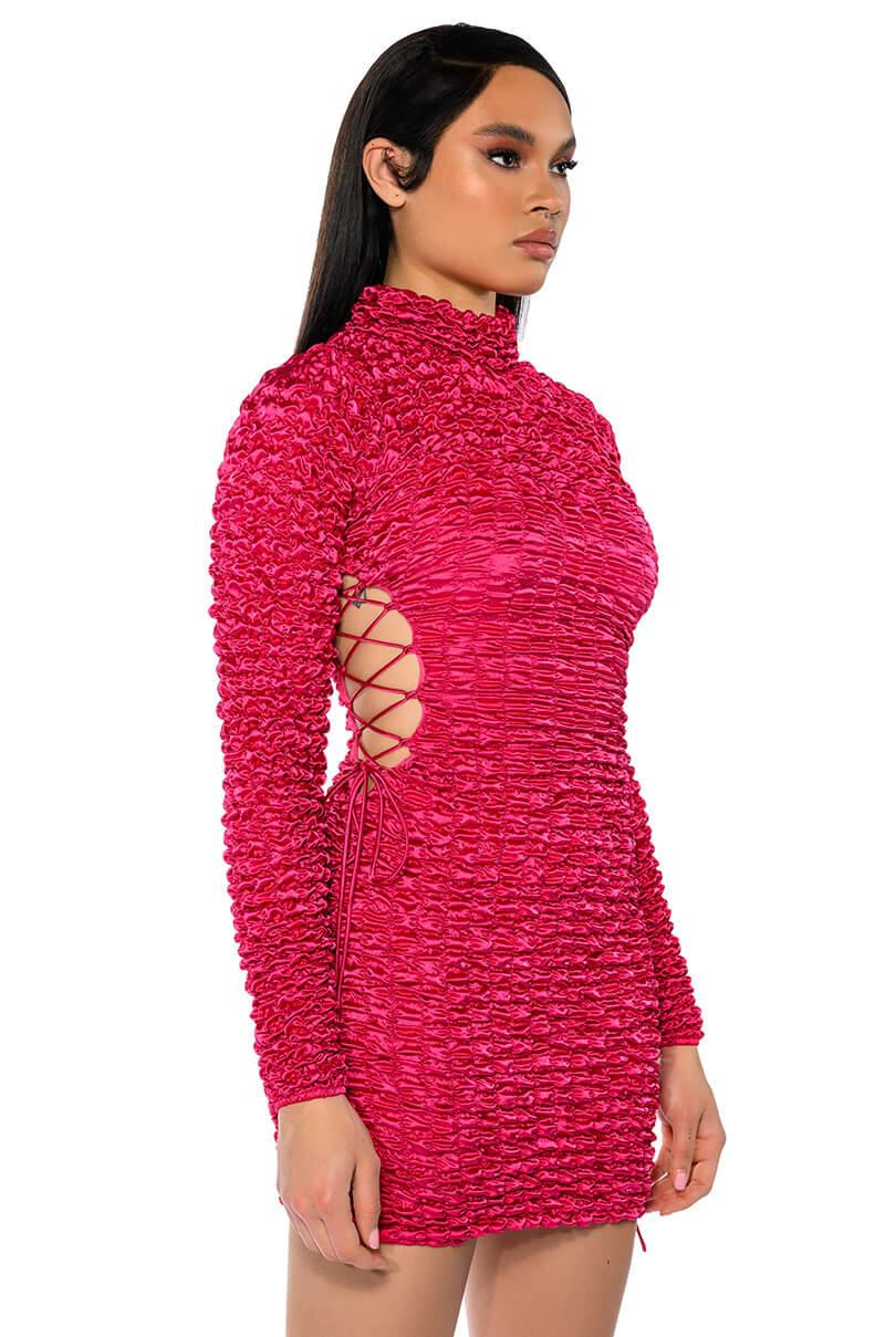 Beautiful Soul Bubble Stretch Long Sleeve Mini Dress