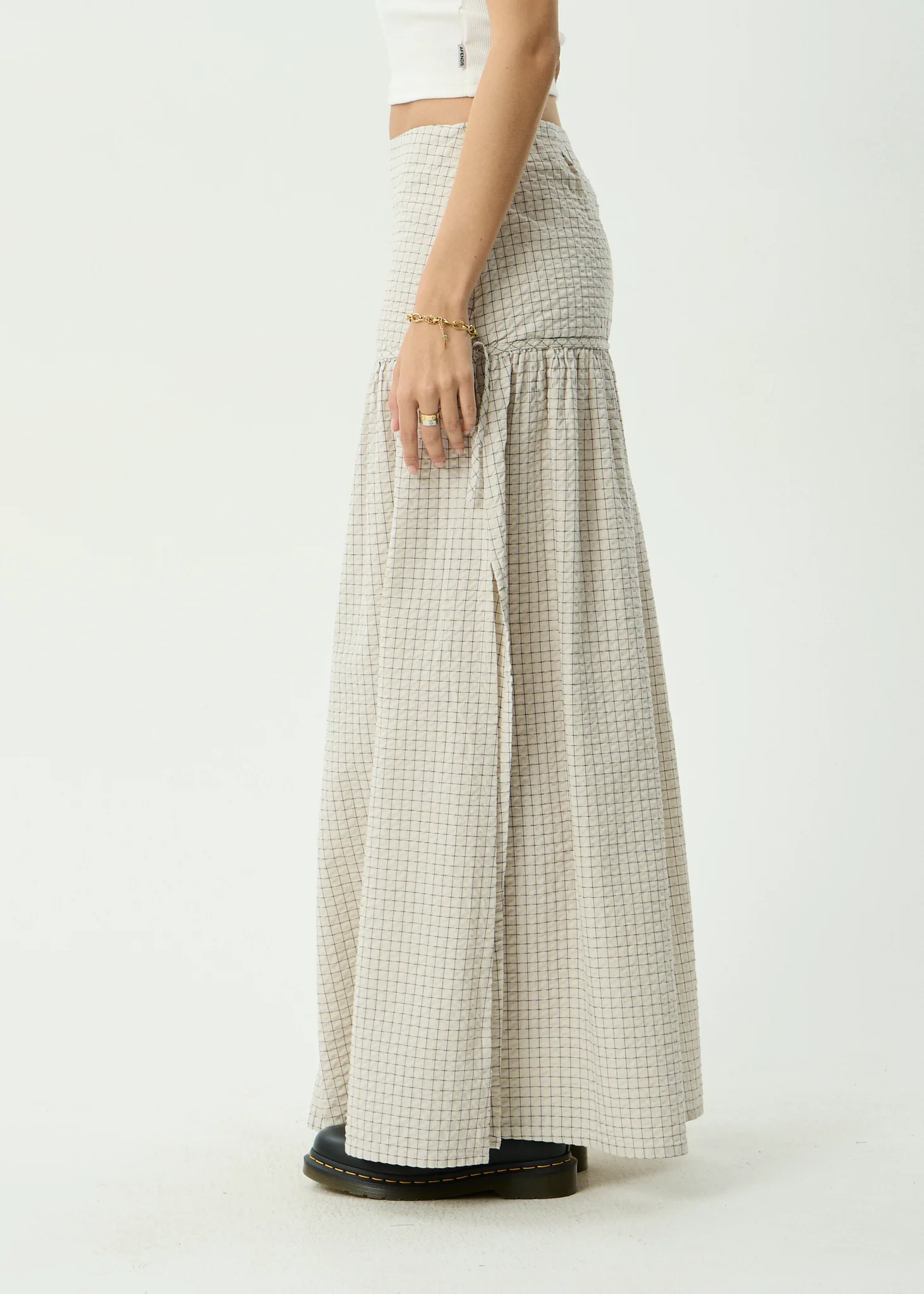 AFENDS Womens Nadia - Maxi Skirt - Reverb Moonbeam Check
