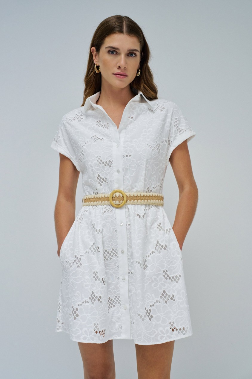 EMBROIDERED SHIRT DRESS