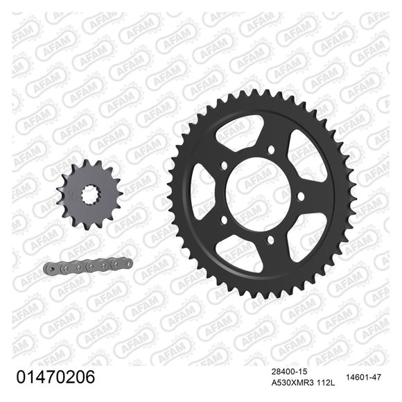 AFAM 530 Premium Steel Type chain kit with silent sprocketRef: Aa0108 / Kit104041