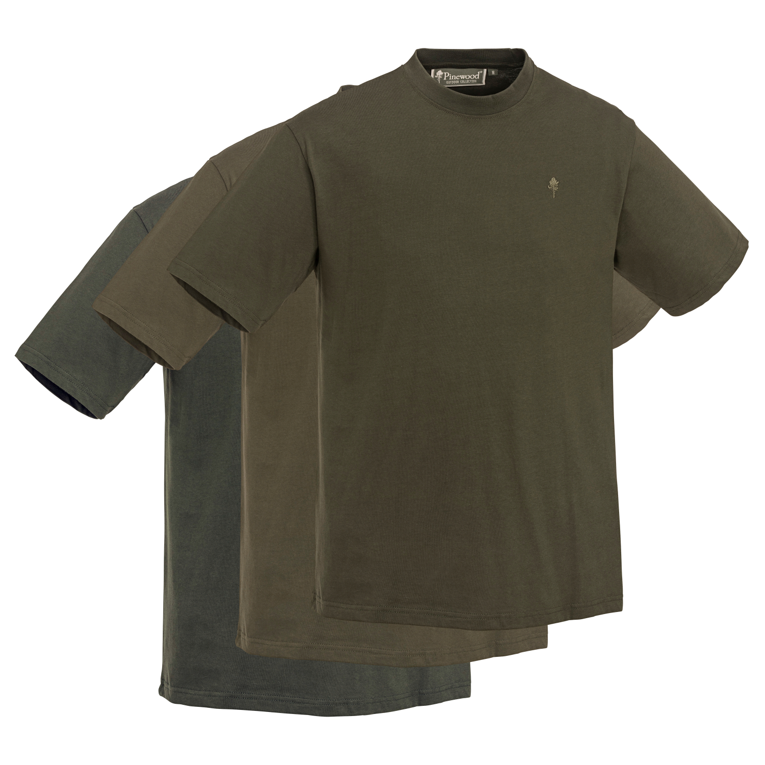 Pinewood Set of 3: T-Shirts Men (Green\/H.Brown\/Khaki)