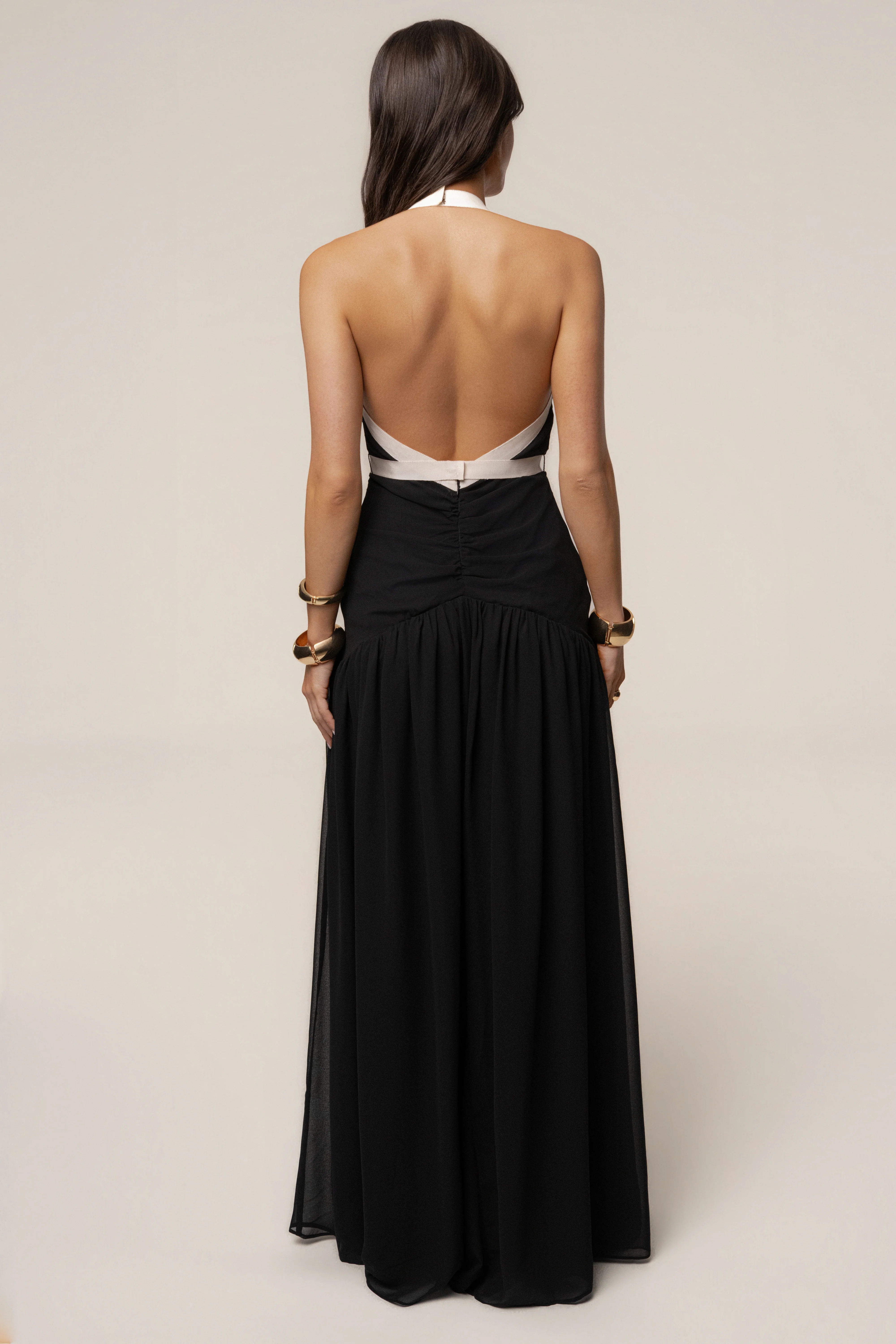Black/White Tourist Contrast Maxi Dress