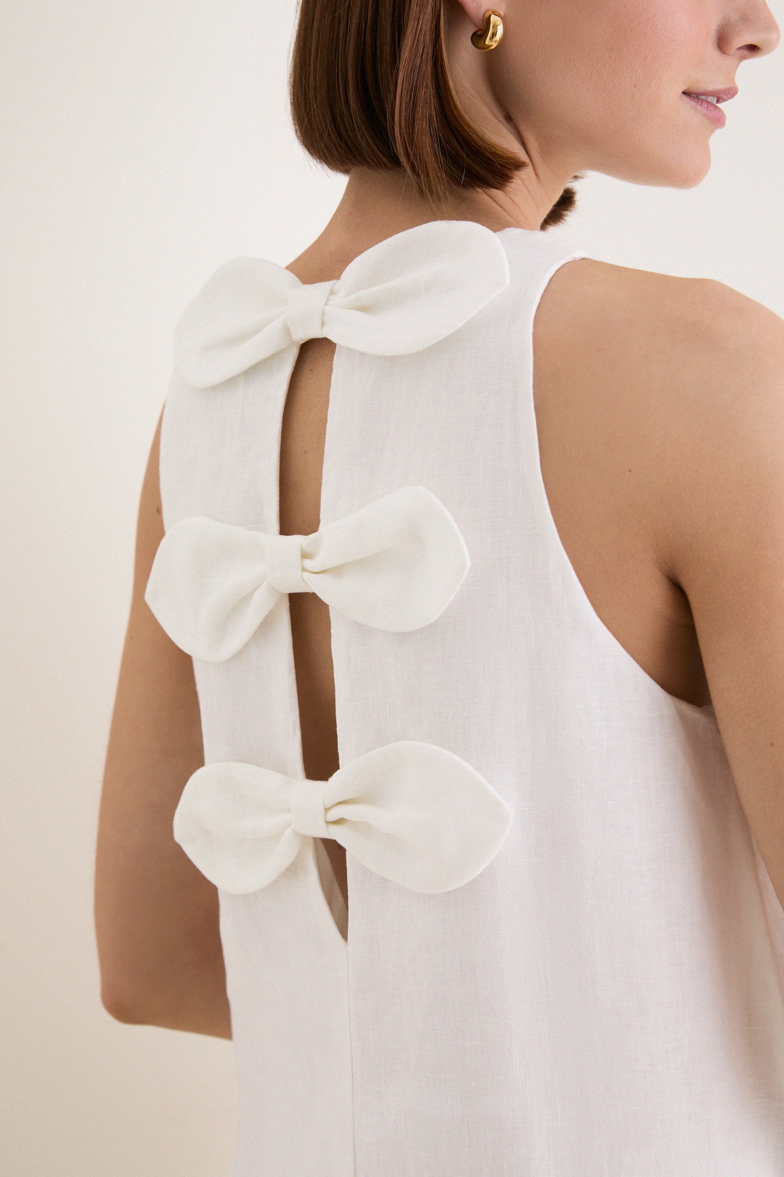 White Linen Portia Dress