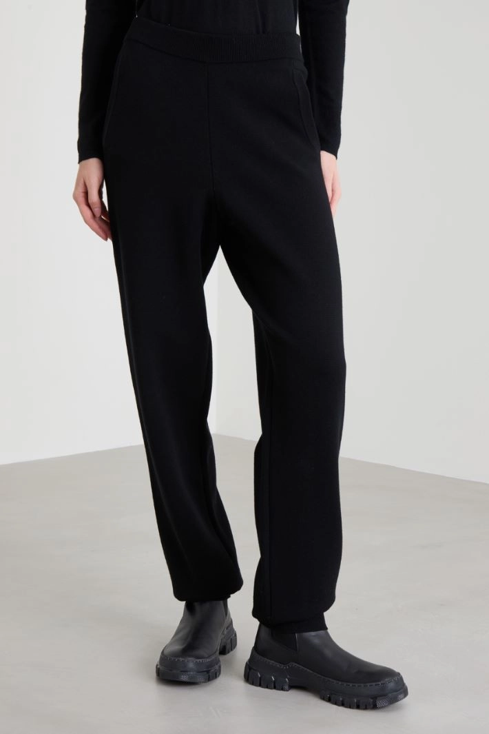 Knit fabric joggers - BLACK