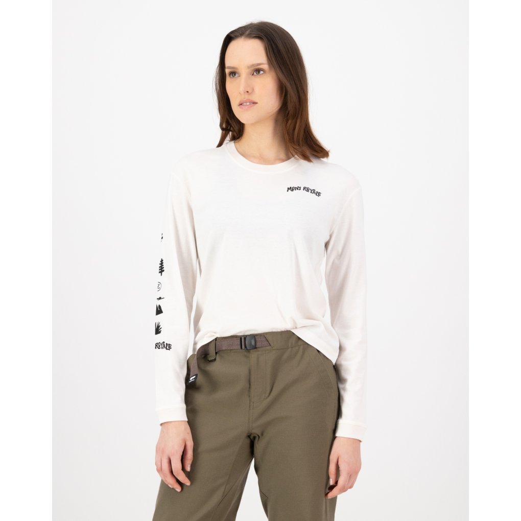 Mons Royale Yonder Merino Organic Cotton Longsleeve Shirt Women - vintage white
