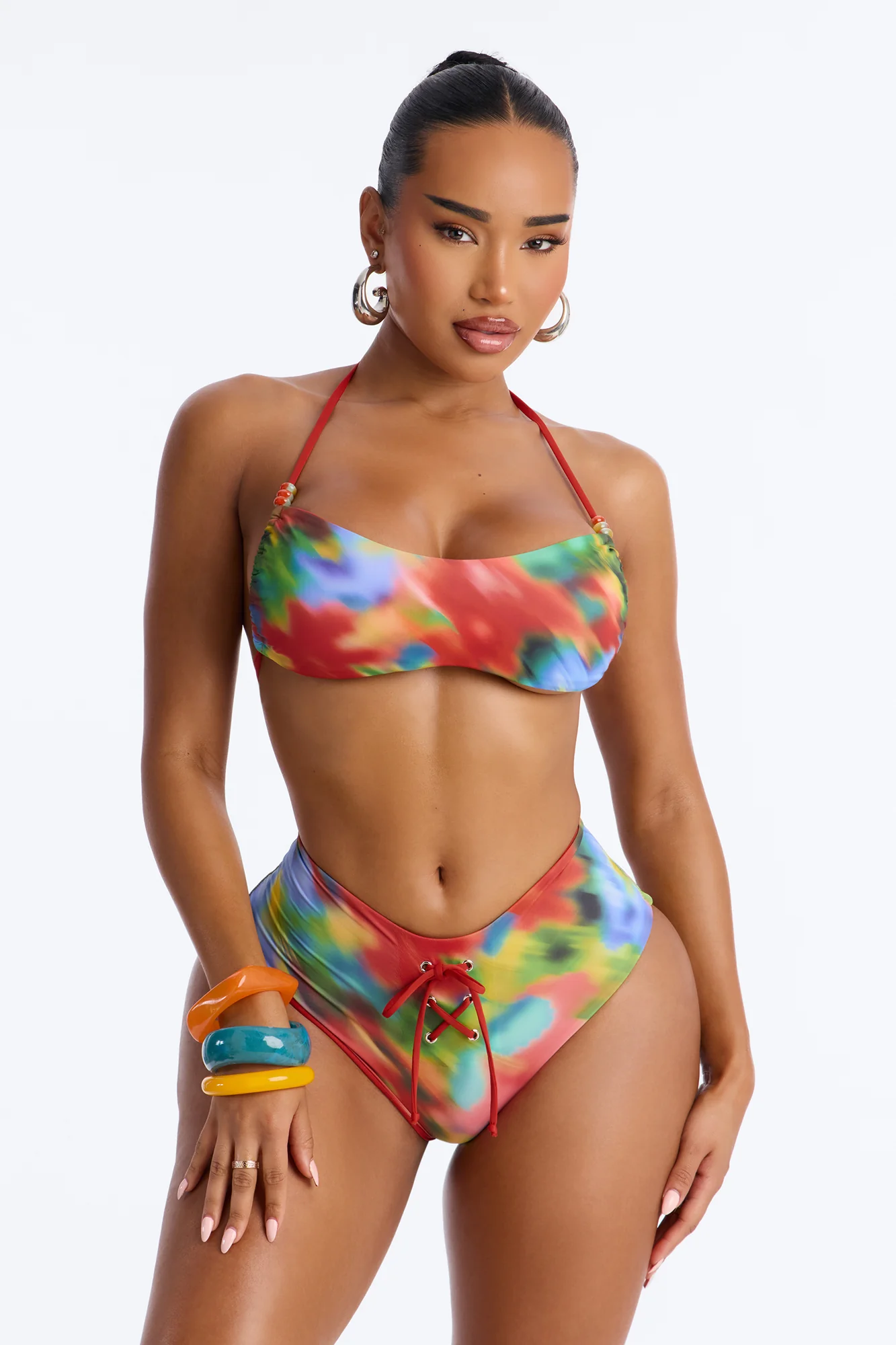 Falling For You 2pc Halter Bikini - Red/combo