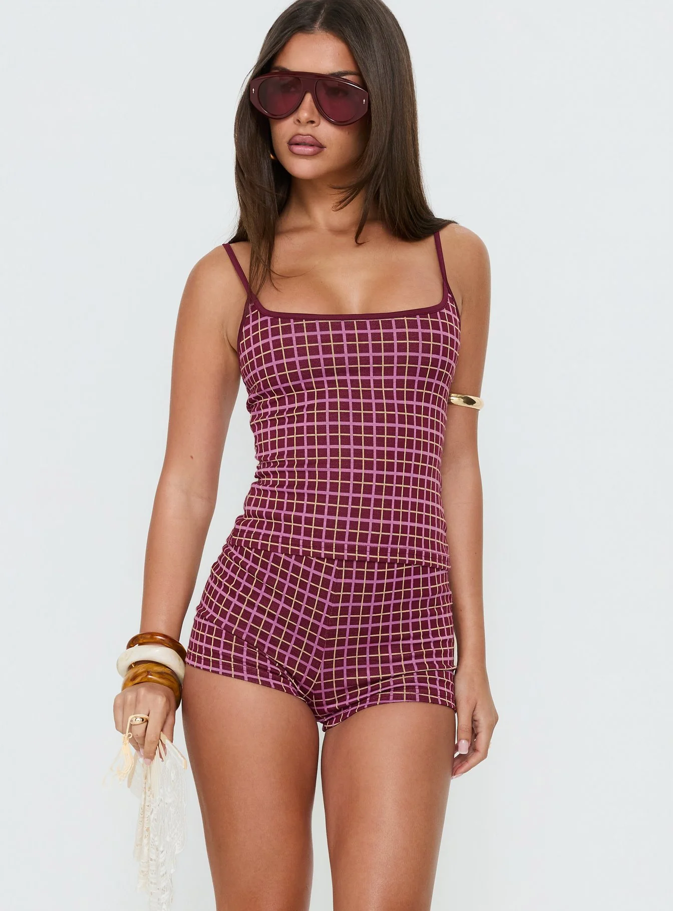 Aderis Micro Shorts Red Check