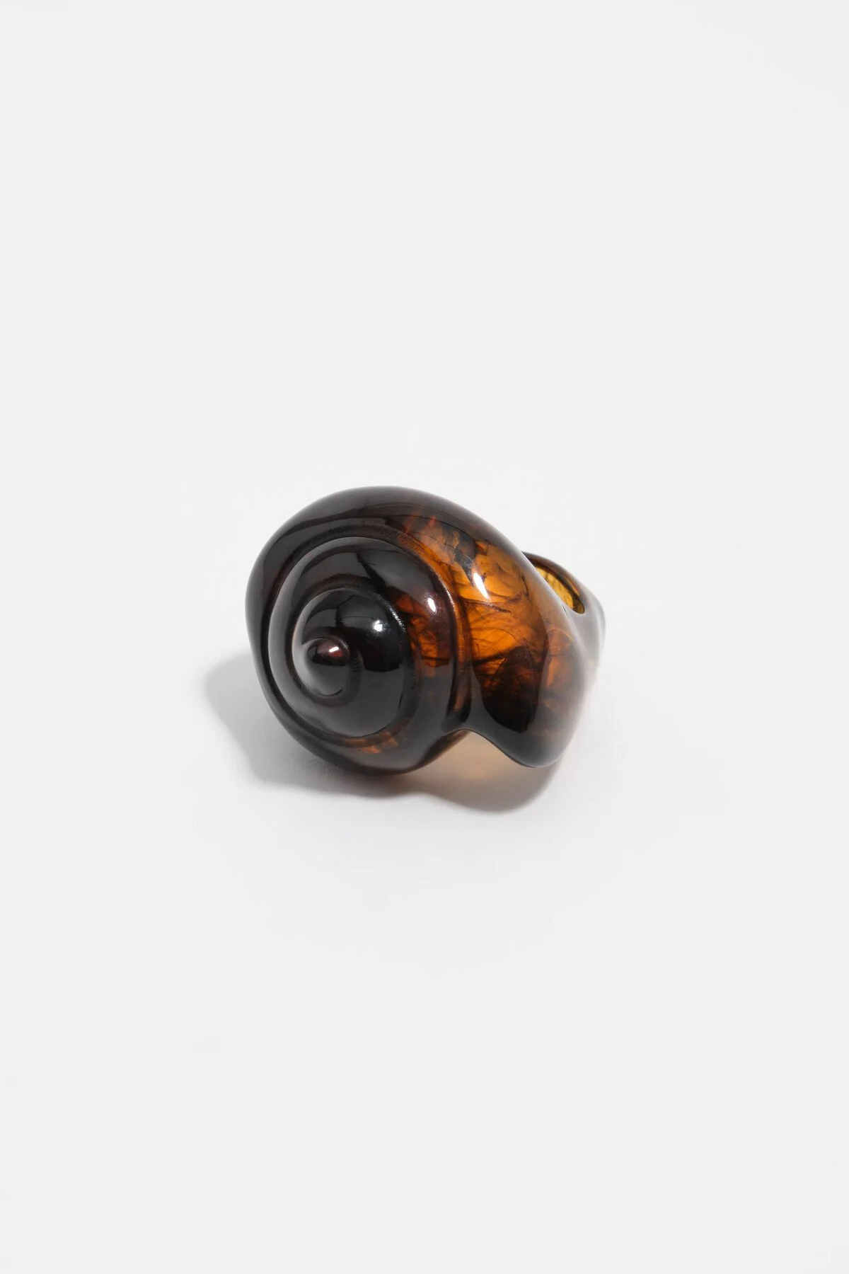 Amber resin seashell ring