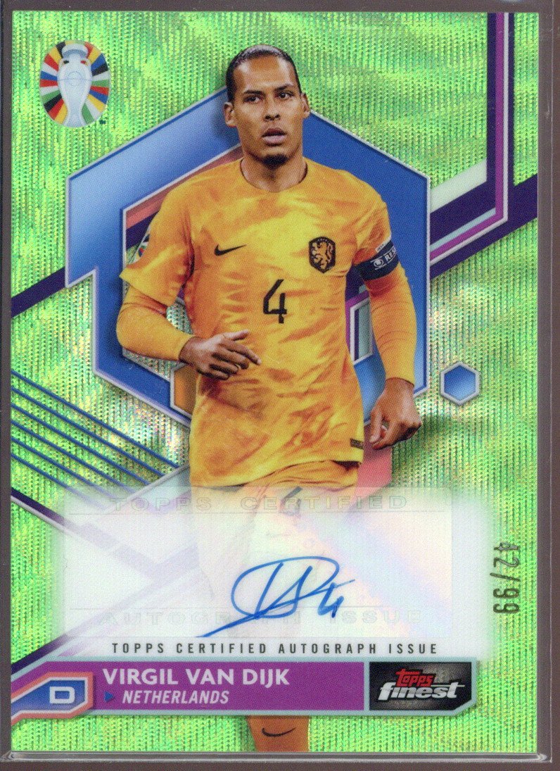 2023 Topps Finest UEFA Euro Virgil Van Dijk Green Wave Auto /99