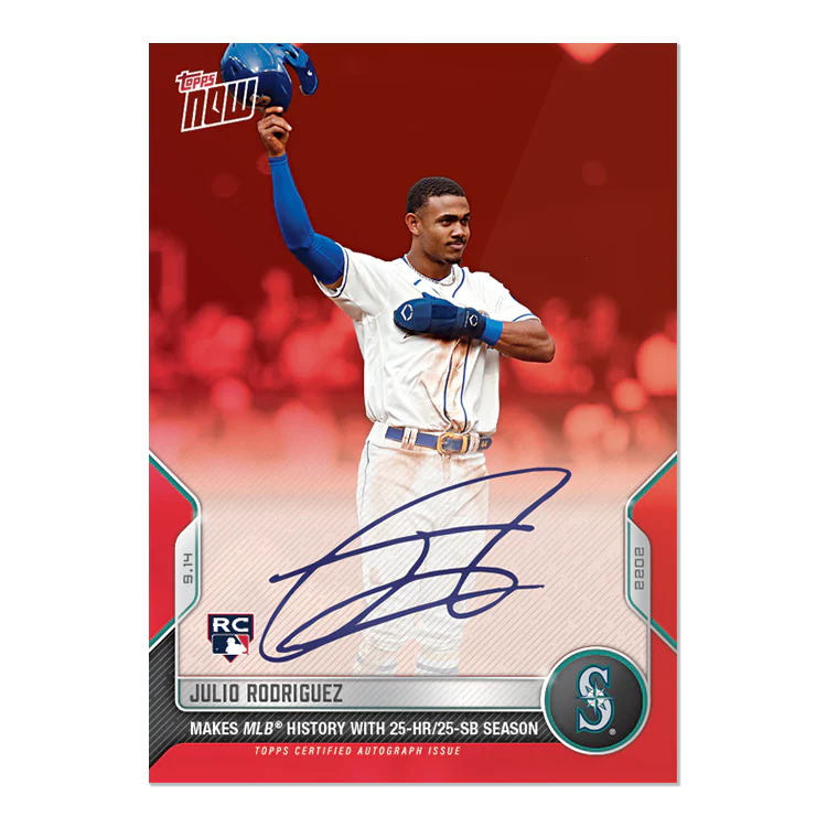 On-Card Auto # to 10 - Julio Rodriguez - 2022 MLB TOPPS NOW® Card 899D