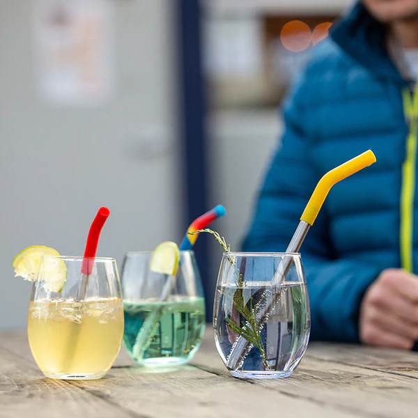 Klean Kanteen Straw 8mm Short 4-Pack - Multi Color/Brushed Stainless
