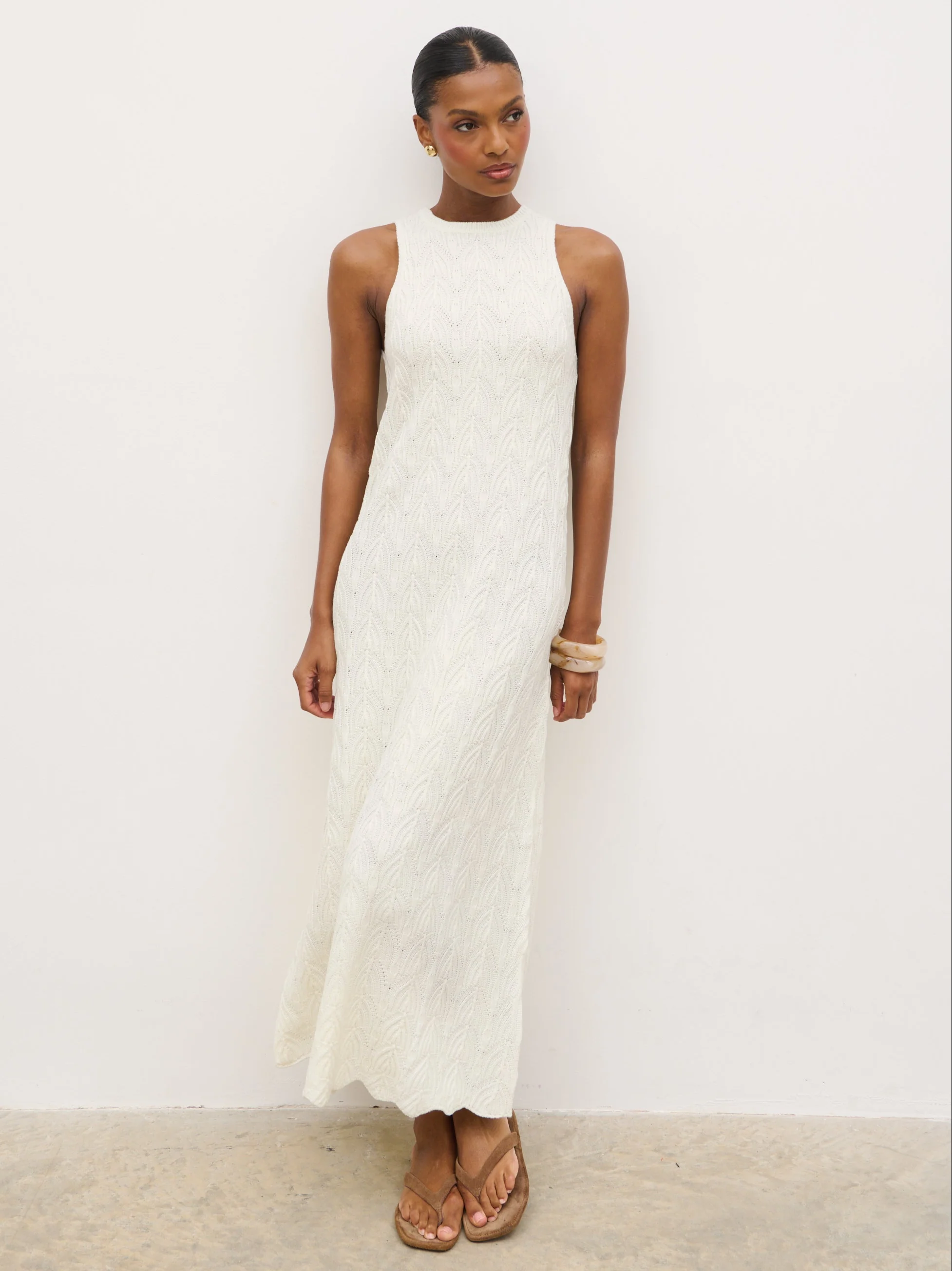 Cleo Rustic Knit Midaxi Dress - Cream