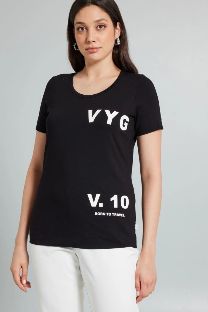 Stretch viscose T-shirt - BLACK