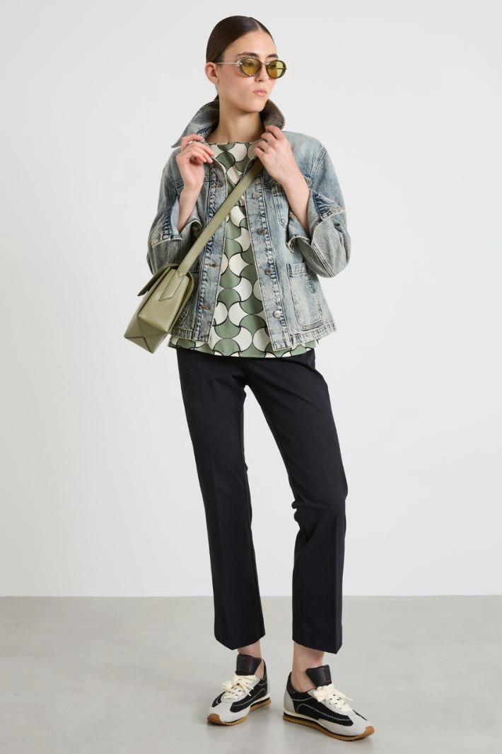 Geometric-patterned blouse - GREEN