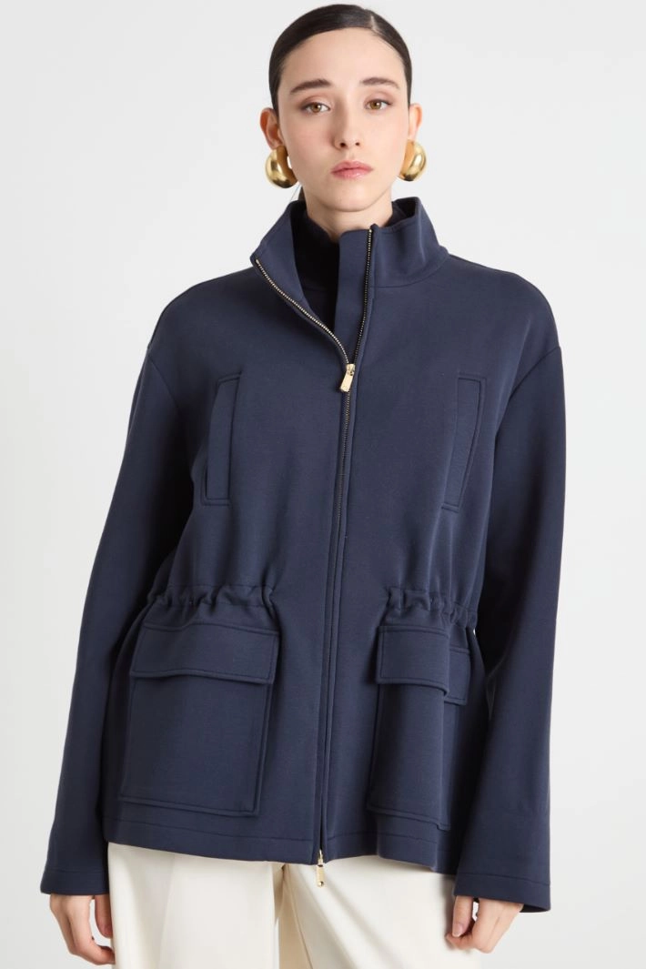 Piqué jersey parka - BLUE