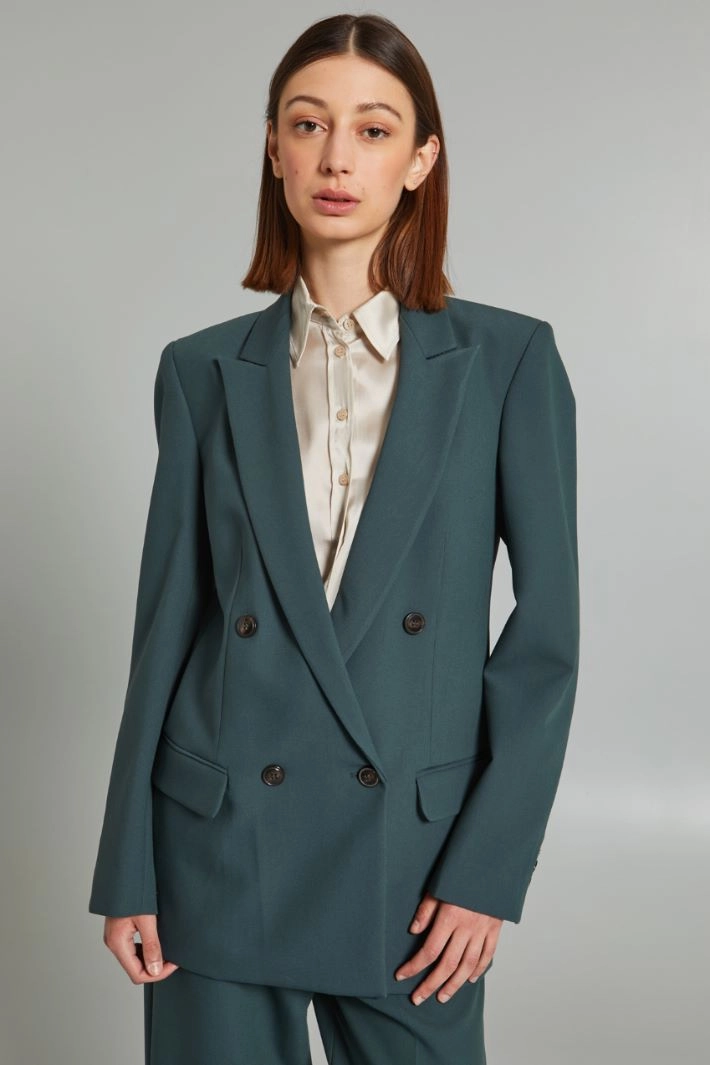 Viscose canvas blazer - FOREST GREEN