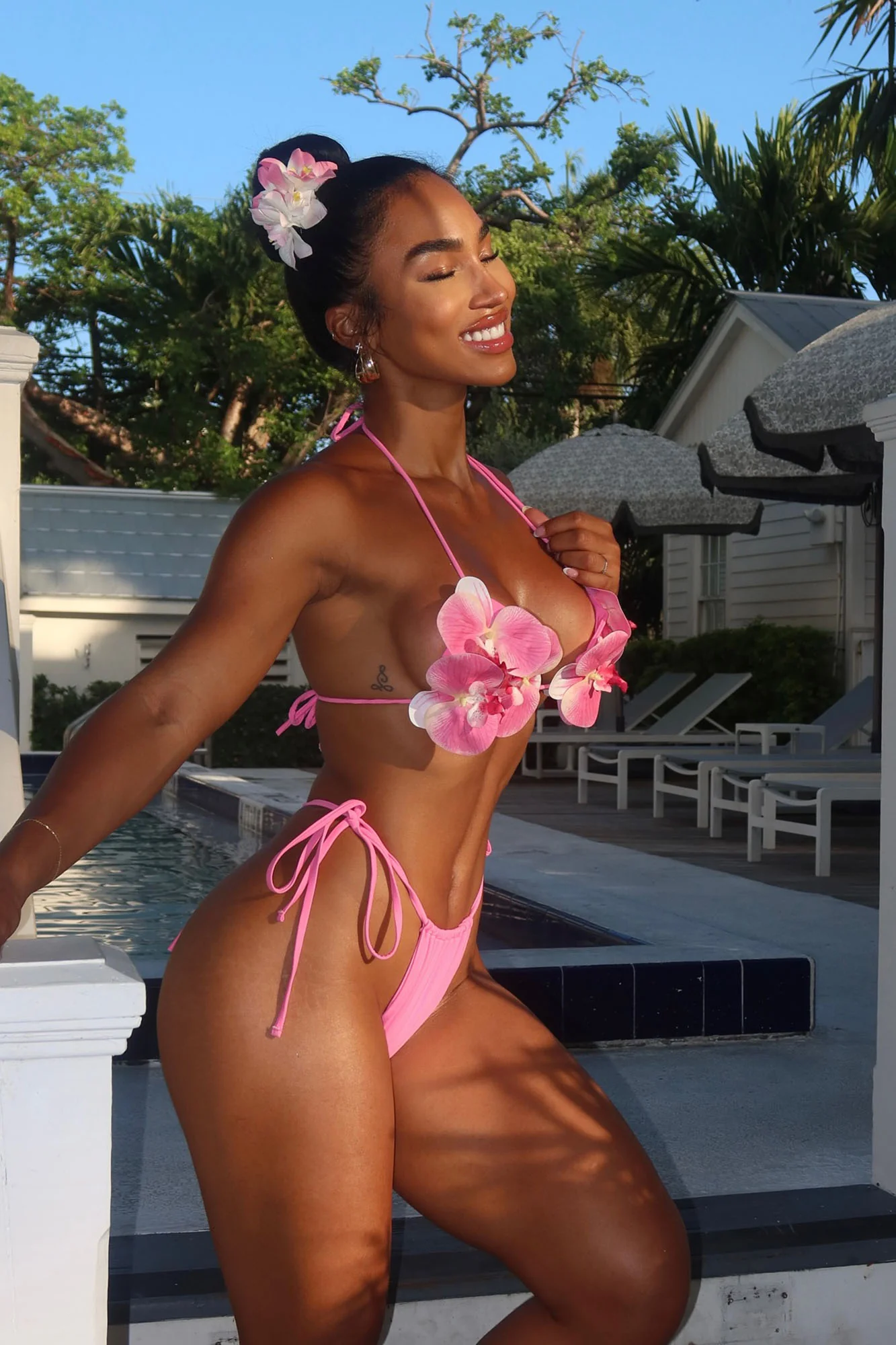Paradise Orchid Flowers 2 Piece Bikini - Pink