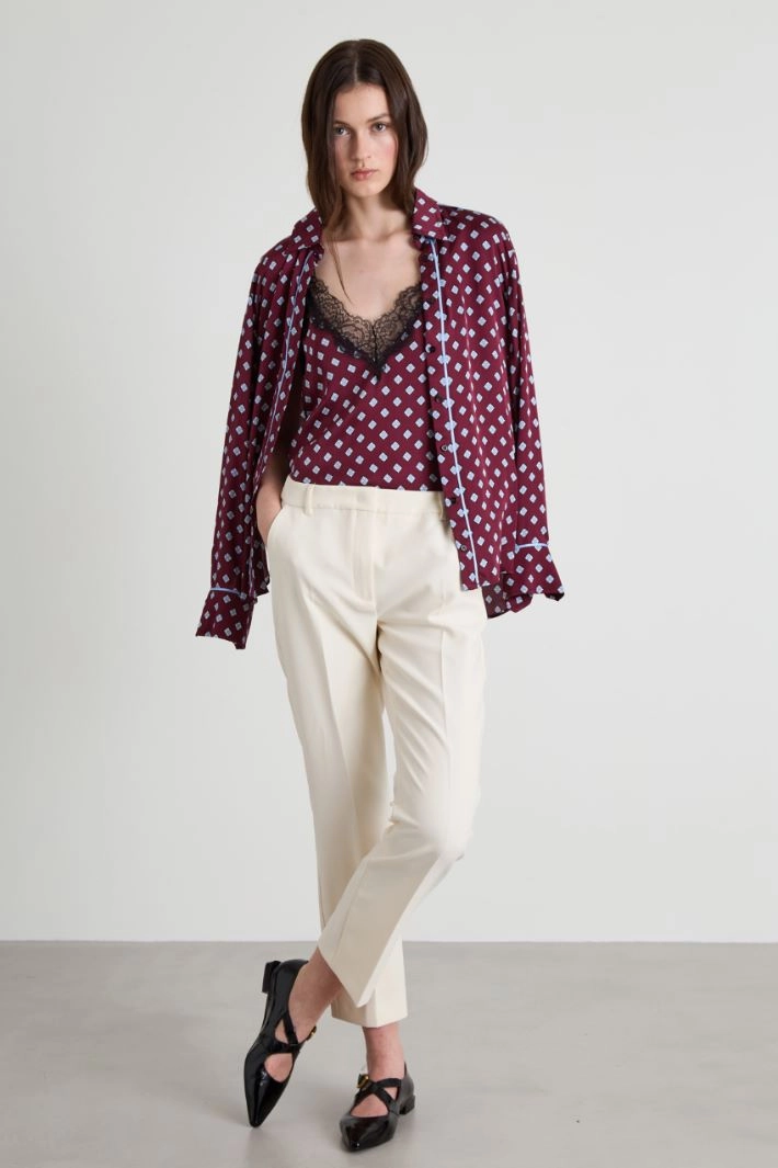 Lace lingerie-look top - BORDEAUX