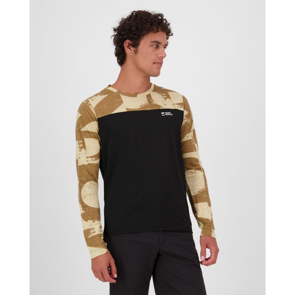 Mons Royale Diversion Merino Bike Long Sleeve Jersey Men - mr grunge / black