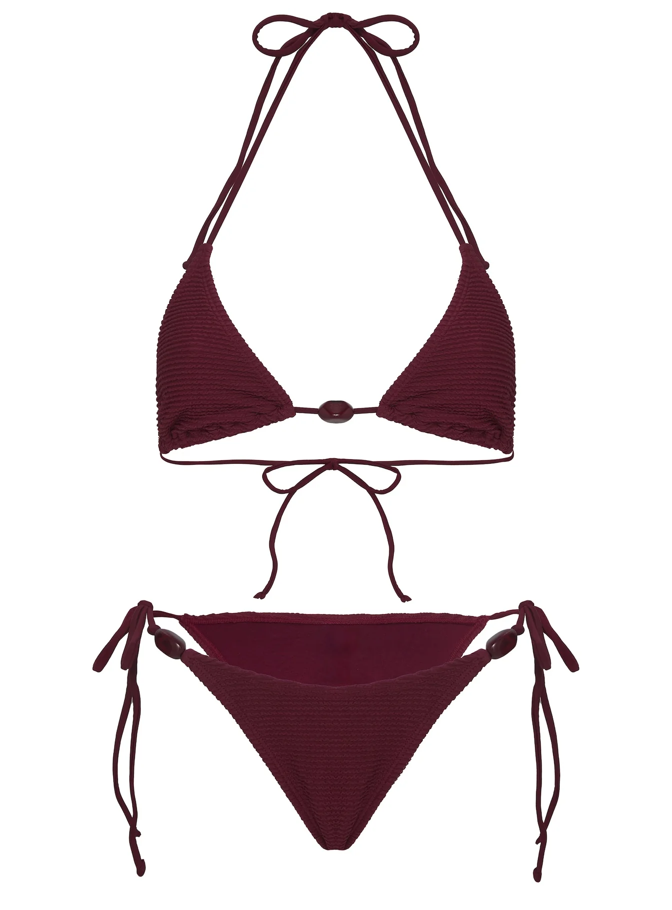 Nevaeh Textured Triangle Bikini Top Red