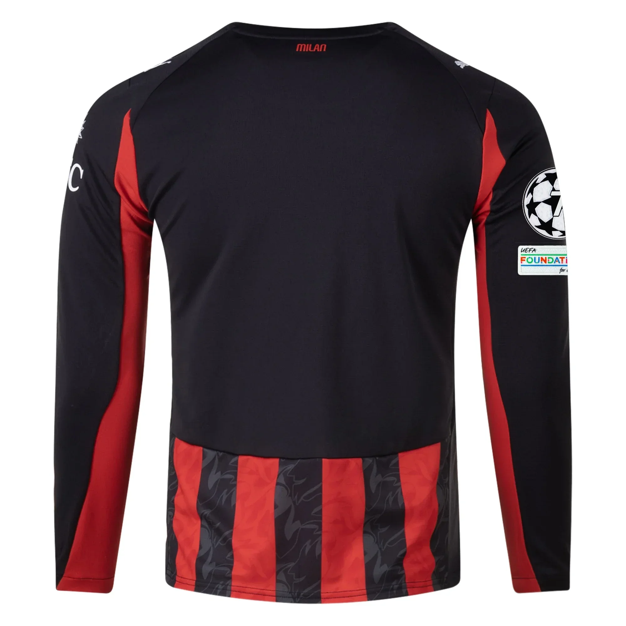 AC Milan Long Sleeve Home Jersey w/ Champions League Patches 25/26 (Red/Black)