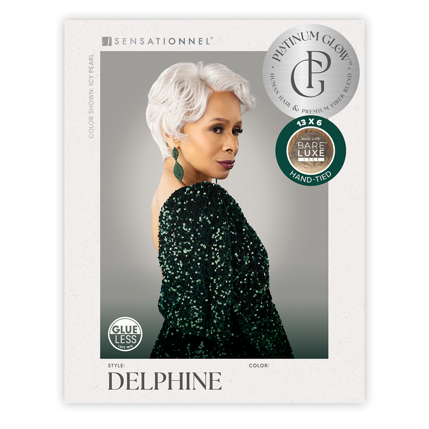 Sensationnel Human Hair Blend Lace Front Wig BareLace Glueless 13X6 Platinum Glow Delphine