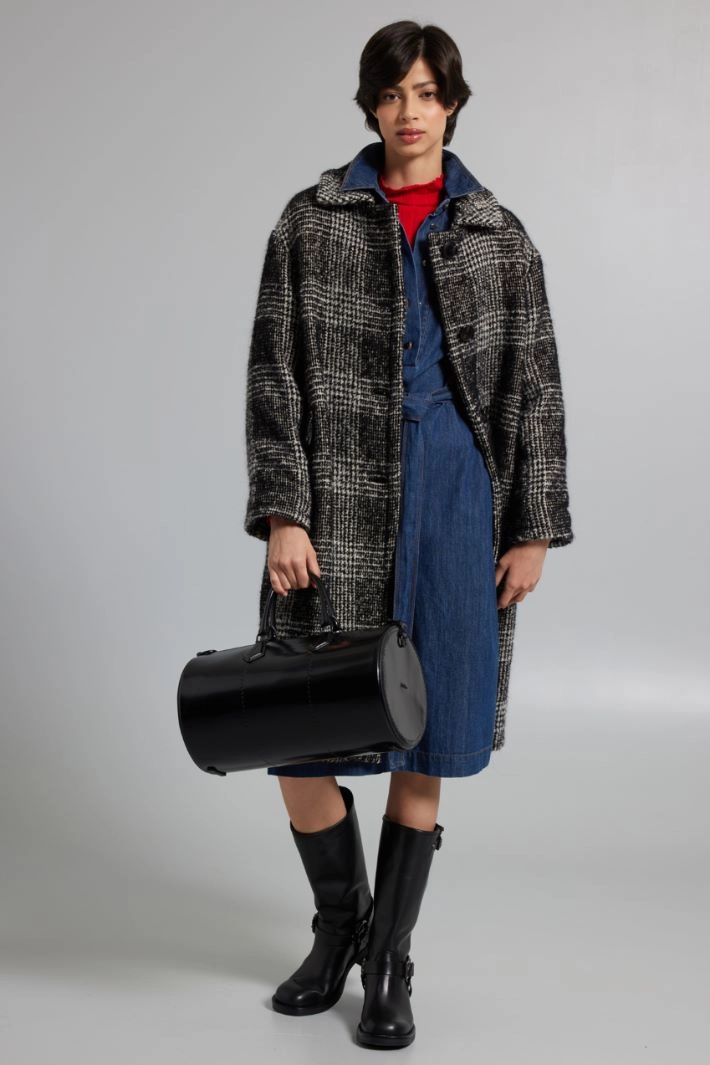 Tweed bouclé coat - BLACK WHITE