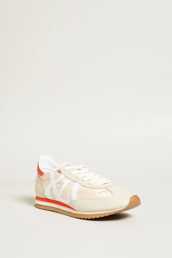 Stitched sneakers - BEIGE