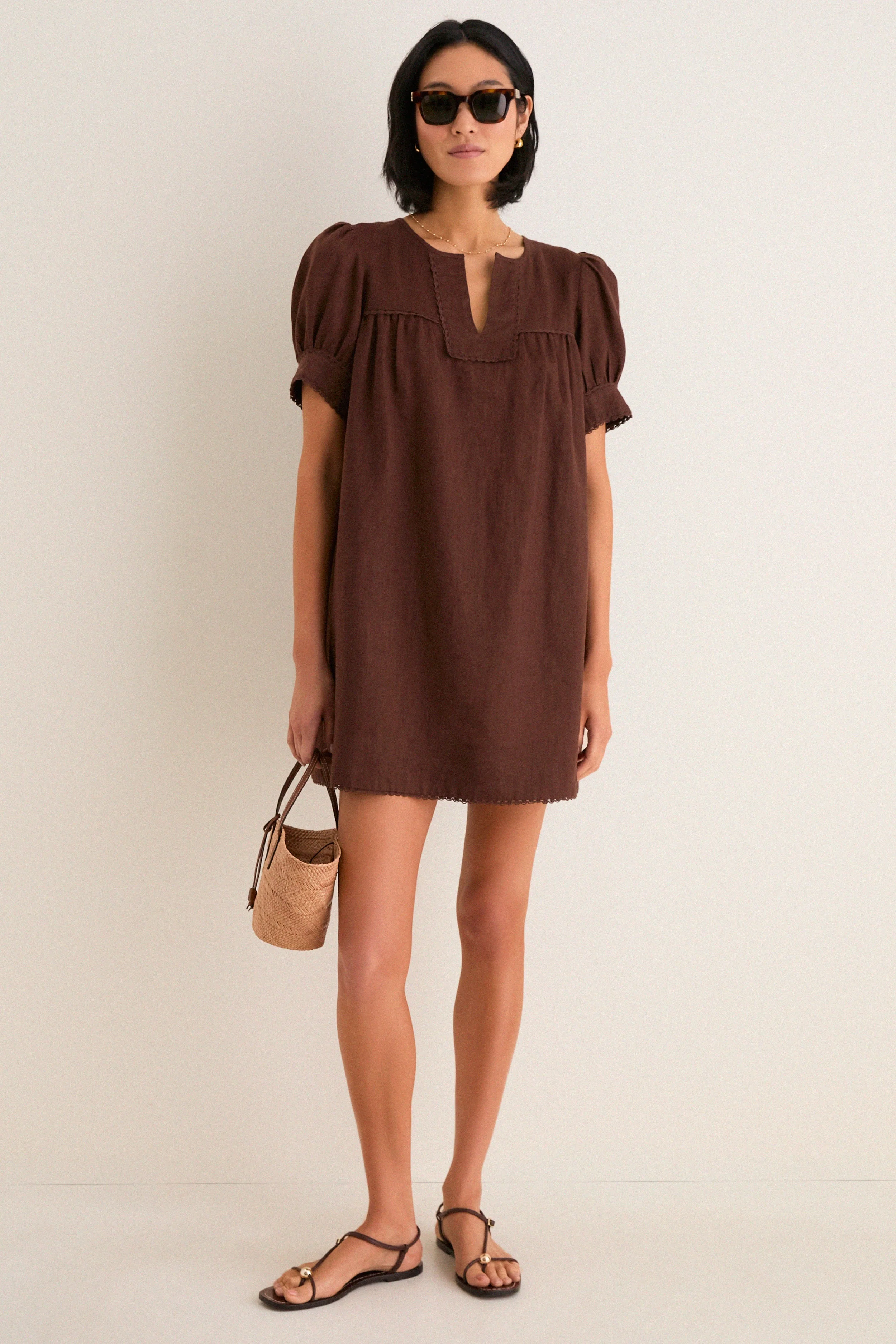 Chestnut Linen Bridget Dress