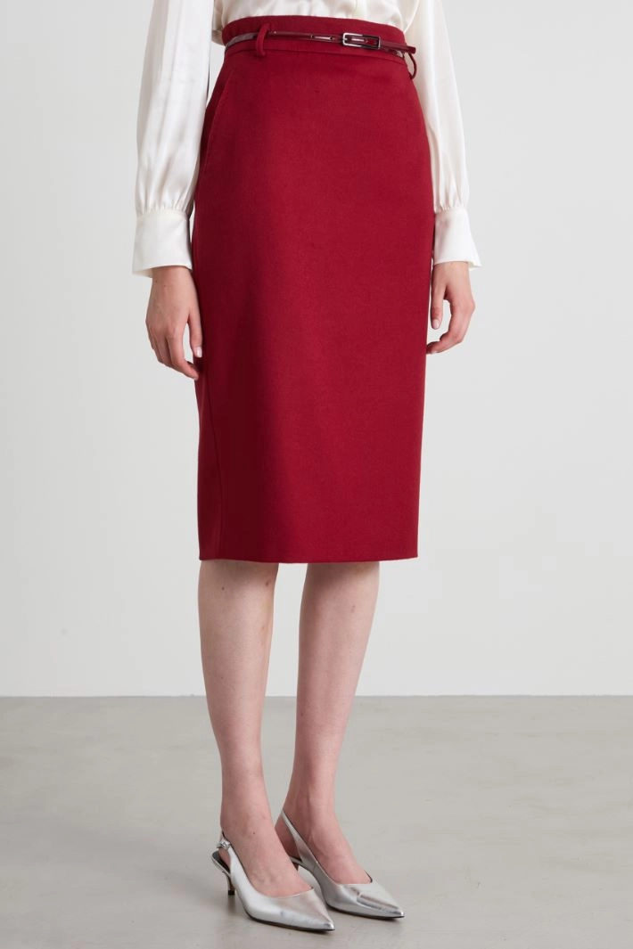 Wool pencil skirt - BORDEAUX