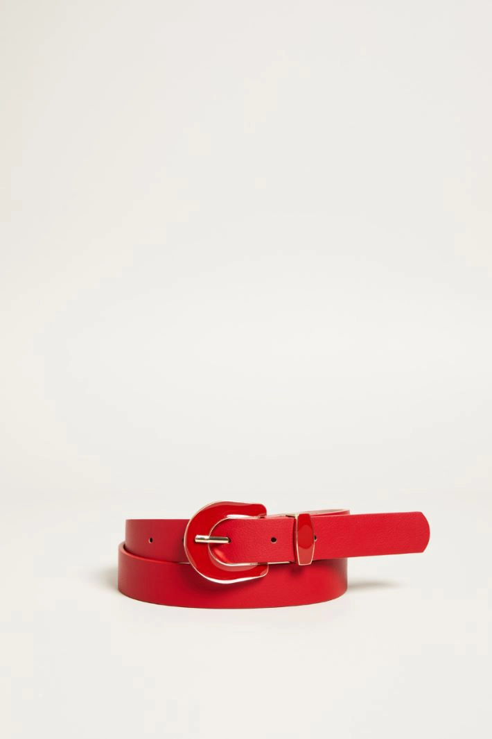 Lacquered buckle belt - RED