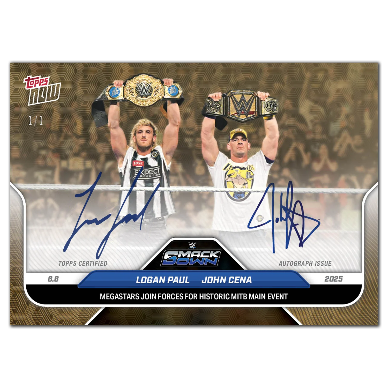 John Cena/Logan Paul - 2025 WWE Topps NOW® - Card 59 - LOOK FOR DUAL AUTO