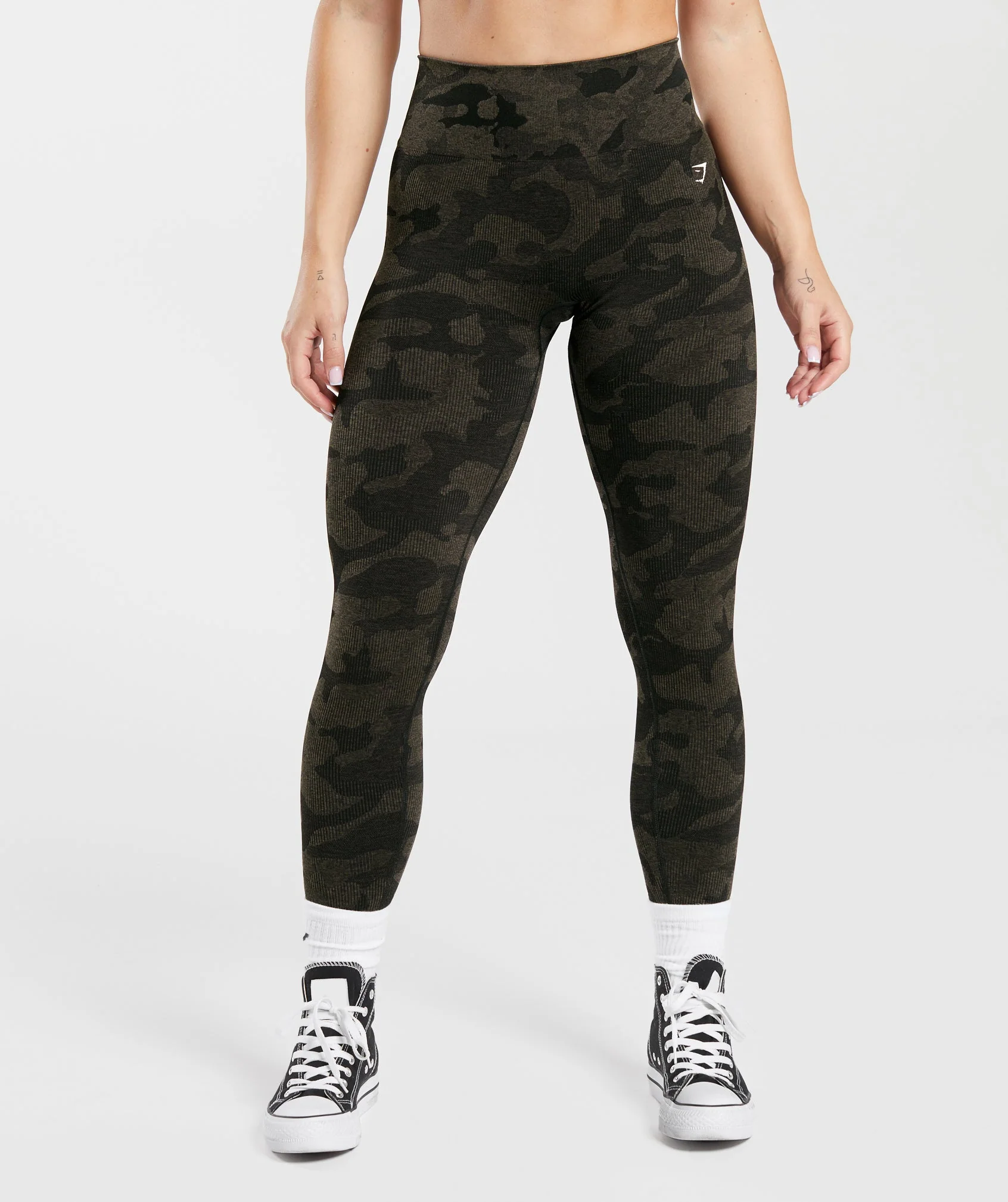 Adapt Camo Seamless Ribbed Leggings Black/Camo Brown