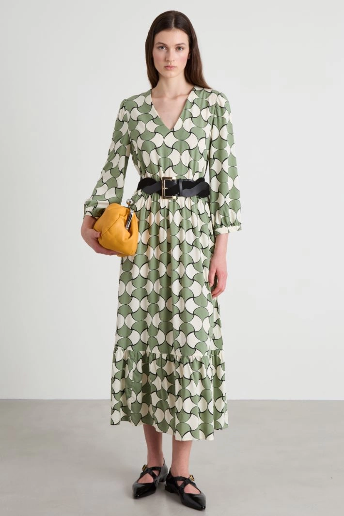 Long patterned dress - SAGE GREEN