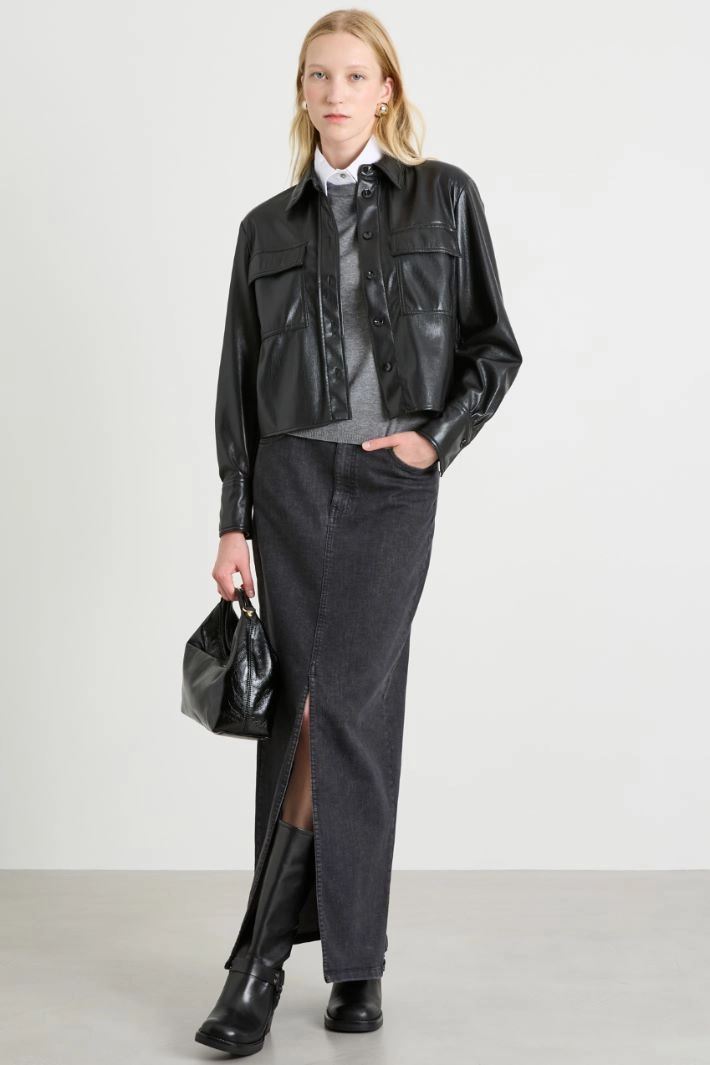 Coated jersey shirt - BLACK