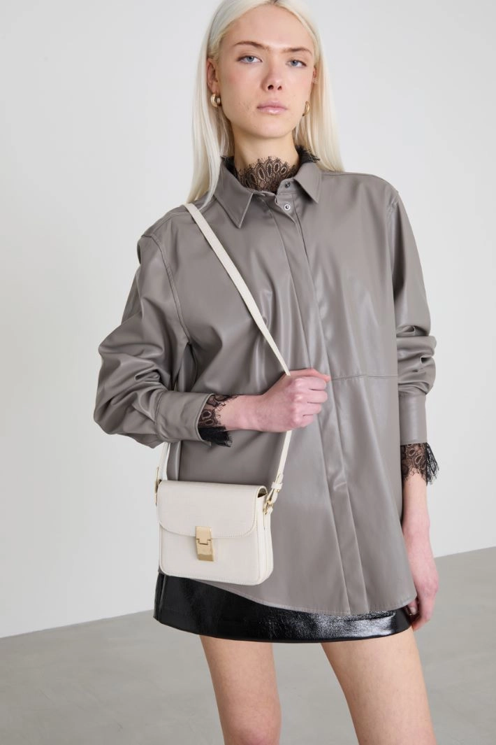 Coated jersey shirt jacket - DOVE GREY