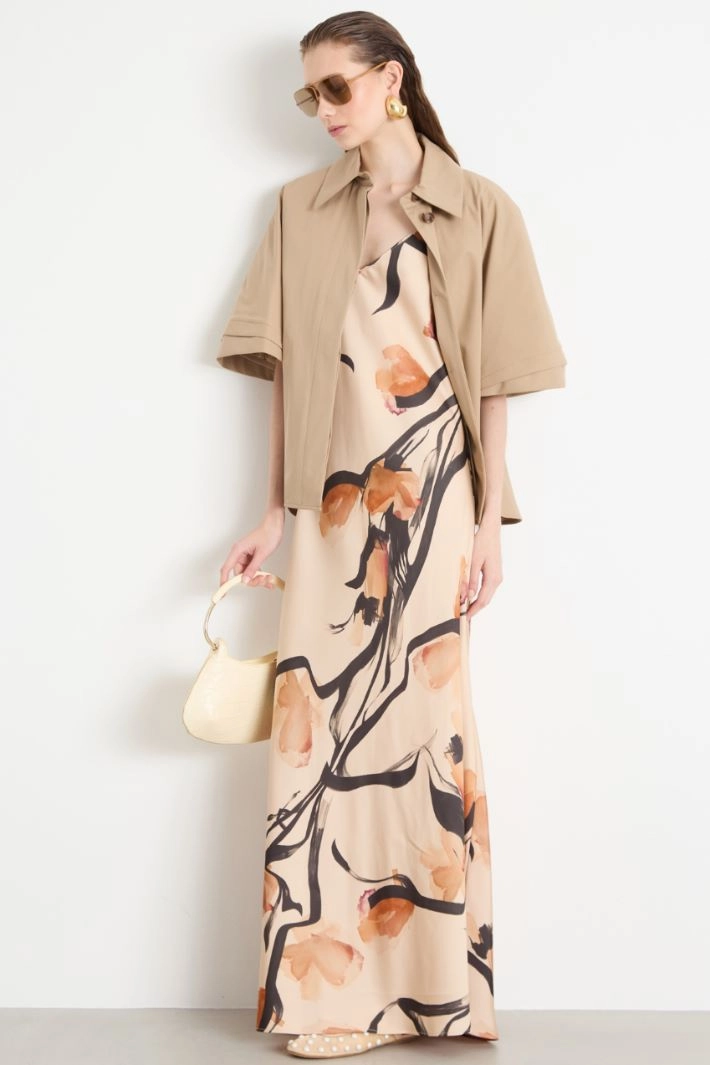 Water-repellent gabardine cape - CAMEL