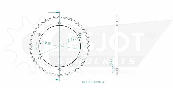 Esjot crown 43 teethAPRILIA 1000 RST 1000 FUTURA - 2001 - 2003Ref: Esjo00047A / 12113083