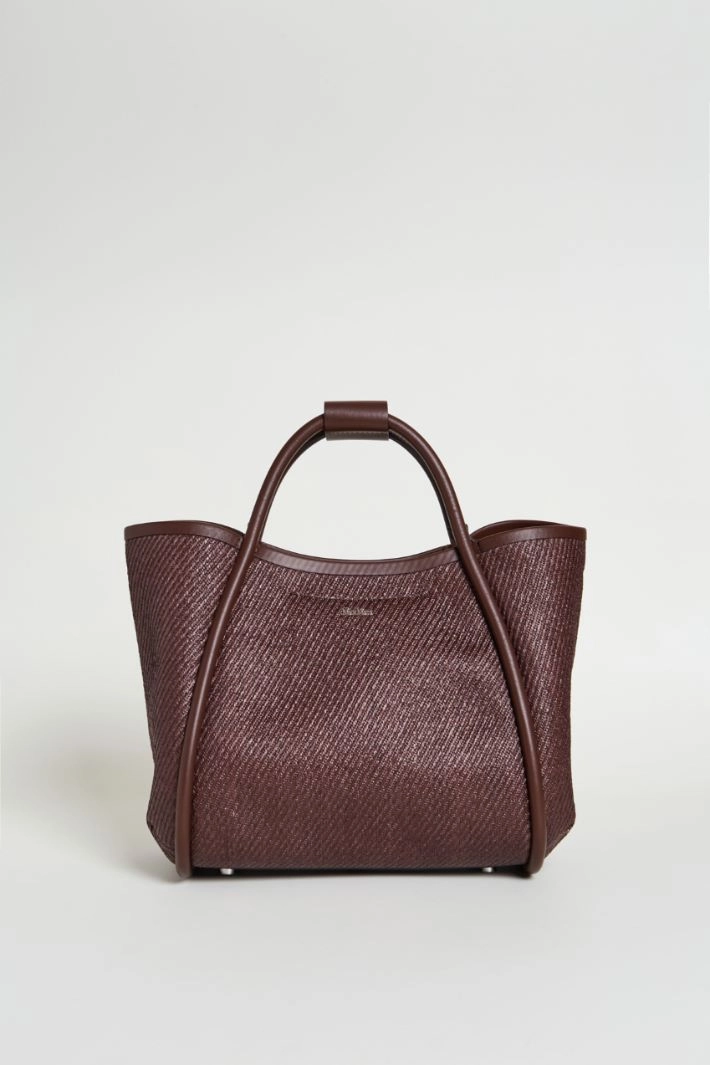 Raffia-effect fabric bag - DARK BROWN